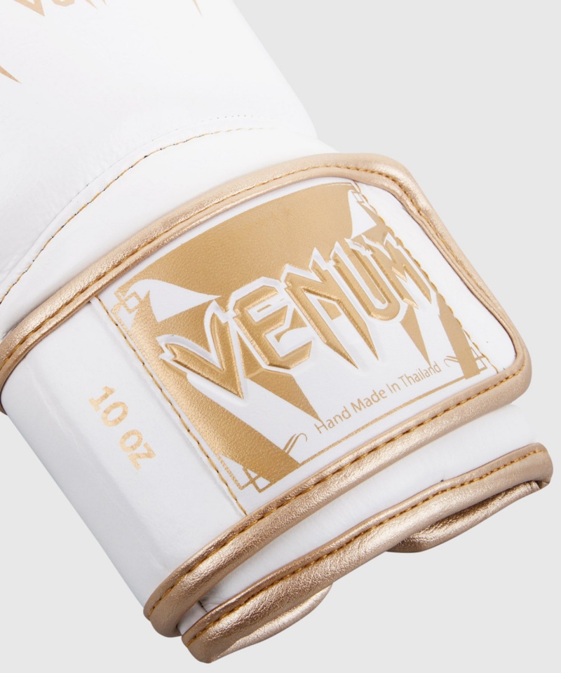 Venum Giant 3.0 Nappa Nahkaiset(Muay Thai) Miesten Nyrkkeilyhanskat Valkoinen Kultaiset | 91683-WJAI | Suomi