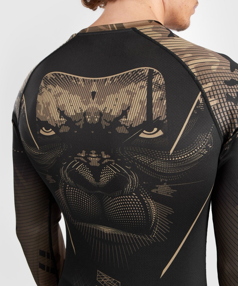 Venum Gorilla Jungle Long Sleeves Miesten MMA Rashguard Mustat Harmaat | 91720-DIMU | Suomi