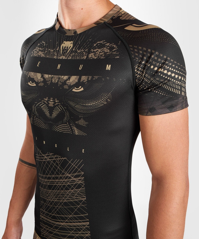 Venum Gorilla Jungle Lyhyt Sleeves Miesten MMA Rashguard Mustat Harmaat | 93104-BDAT | Suomi