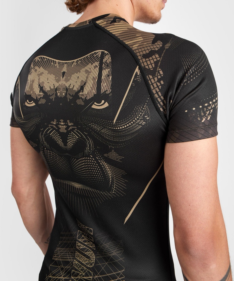 Venum Gorilla Jungle Lyhyt Sleeves Miesten MMA Rashguard Mustat Harmaat | 93104-BDAT | Suomi