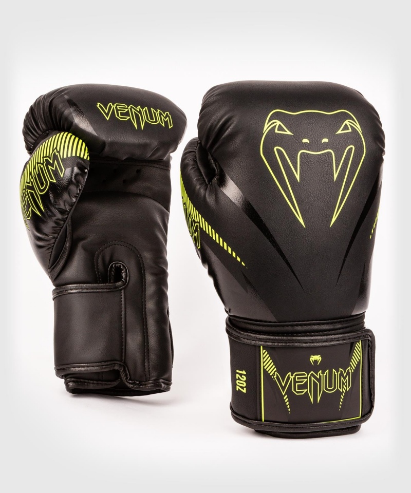 Venum Impact(Muay Thai) Miesten Nyrkkeilyhanskat Mustat Keltainen | 42850-WAUP | Suomi