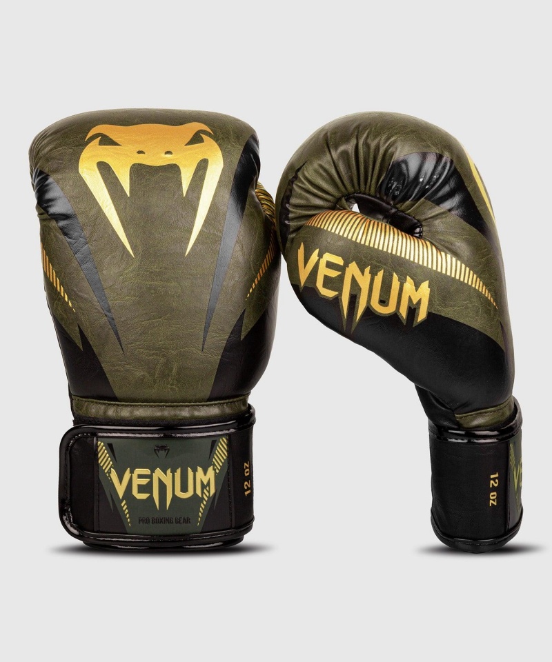 Venum Impact(Muay Thai) Miesten Nyrkkeilyhanskat Khaki Kultaiset | 16479-TAWP | Suomi