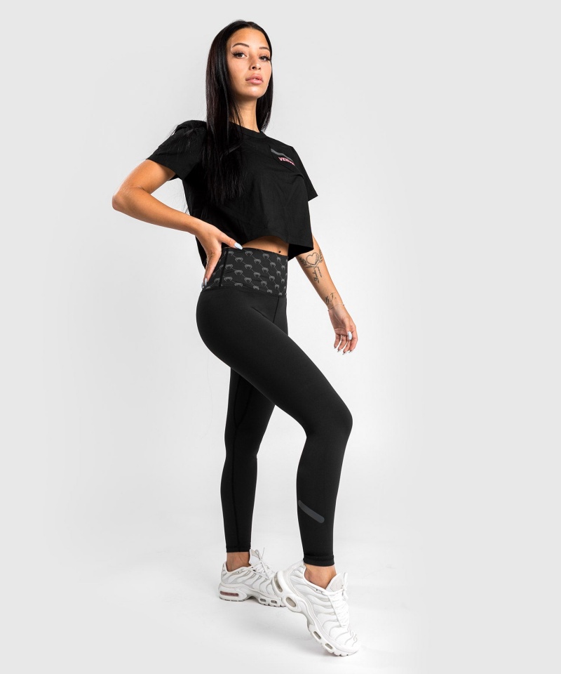 Venum Monogram 7/8 Naisten Leggings Mustat Pinkki Kultaiset | 90635-MHFI | Suomi