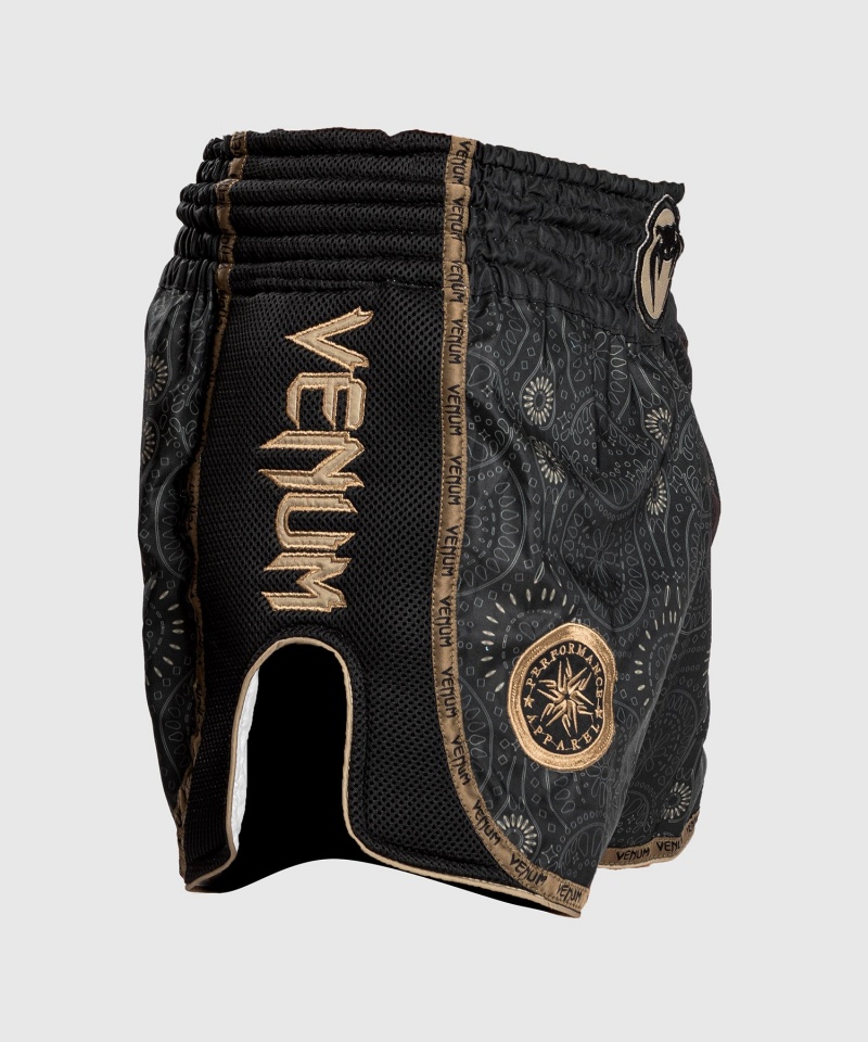 Venum Santa Muerte Dark Side Naisten Muay Thai Shortsit Mustat Ruskea | 32879-ZECN | Suomi