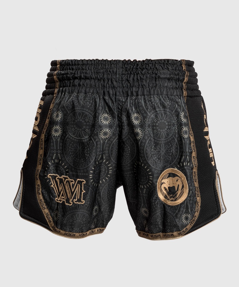 Venum Santa Muerte Dark Side Naisten Muay Thai Shortsit Mustat Ruskea | 32879-ZECN | Suomi