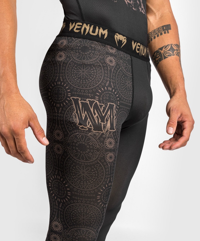 Venum Santa Muerte Dark Side Spats(Compression) Miesten Leggings Mustat Ruskea | 62709-MIBO | Suomi