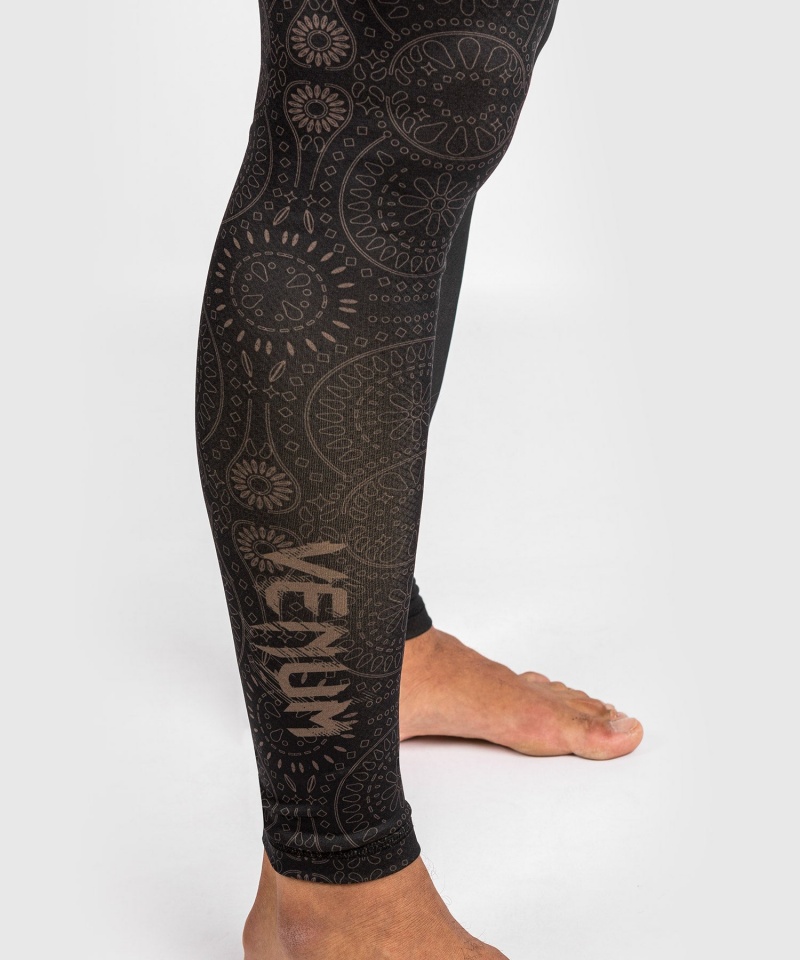 Venum Santa Muerte Dark Side Spats(Compression) Miesten Leggings Mustat Ruskea | 62709-MIBO | Suomi