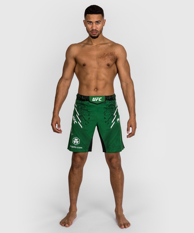 Venum UFC Adrenaline by Venum Authentic Fight Night Long Fit Miesten Nyrkkeilyshortsit Vihreä | 03516-FKVI | Suomi