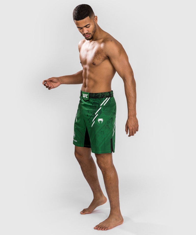 Venum UFC Adrenaline by Venum Authentic Fight Night Long Fit Miesten Nyrkkeilyshortsit Vihreä | 03516-FKVI | Suomi