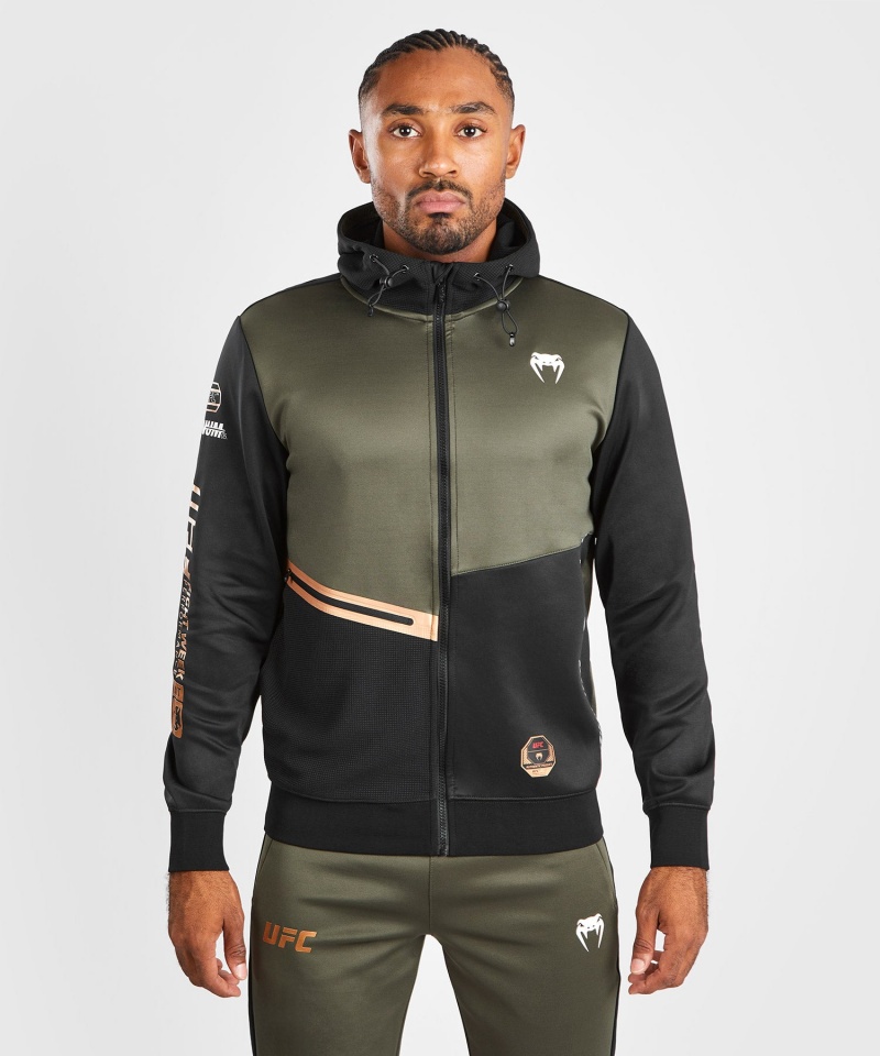 Venum UFC Adrenaline by Venum Fight Week Zip Miesten Huppari Khaki | 34802-JFGN | Suomi