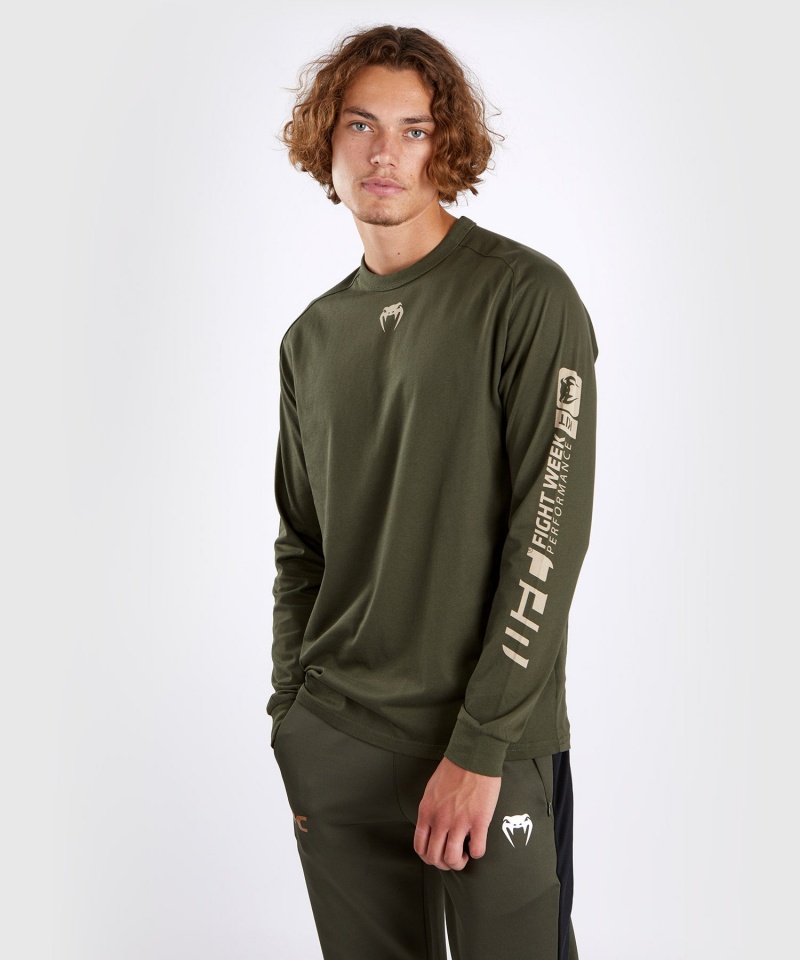 Venum UFC Adrenaline by Venum Fight Week Long-sleeve Miesten T-Paita Khaki | 29570-YDVP | Suomi