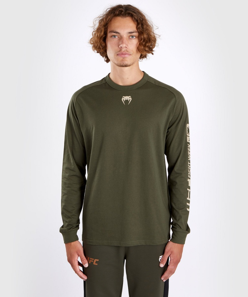 Venum UFC Adrenaline by Venum Fight Week Long-sleeve Miesten T-Paita Khaki | 29570-YDVP | Suomi