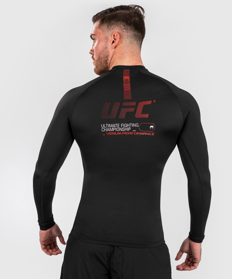 Venum UFC Adrenaline by Venum Fight Week Performance Long-sleeve Miesten MMA Rashguard Mustat | 61259-OYHG | Suomi