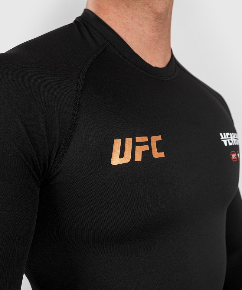 Venum UFC Adrenaline by Venum Fight Week Performance Long-sleeve Miesten MMA Rashguard Mustat | 61259-OYHG | Suomi