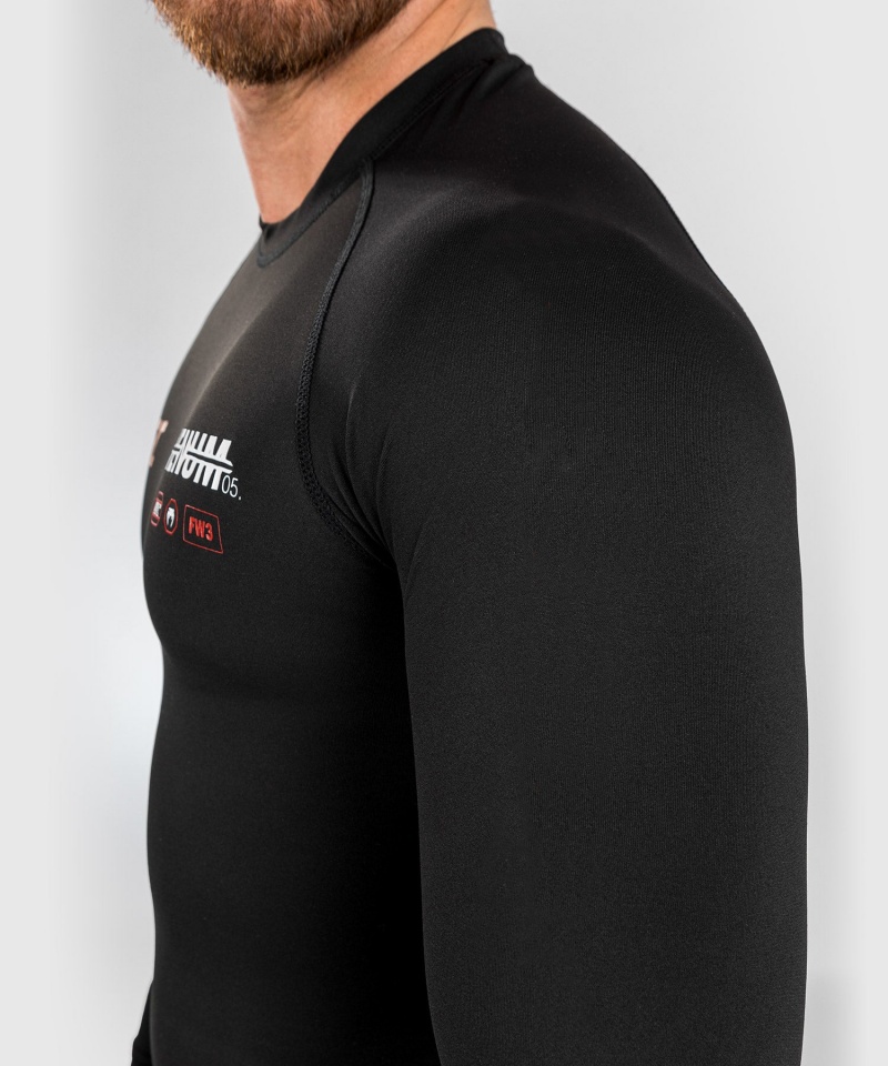 Venum UFC Adrenaline by Venum Fight Week Performance Long-sleeve Miesten MMA Rashguard Mustat | 61259-OYHG | Suomi