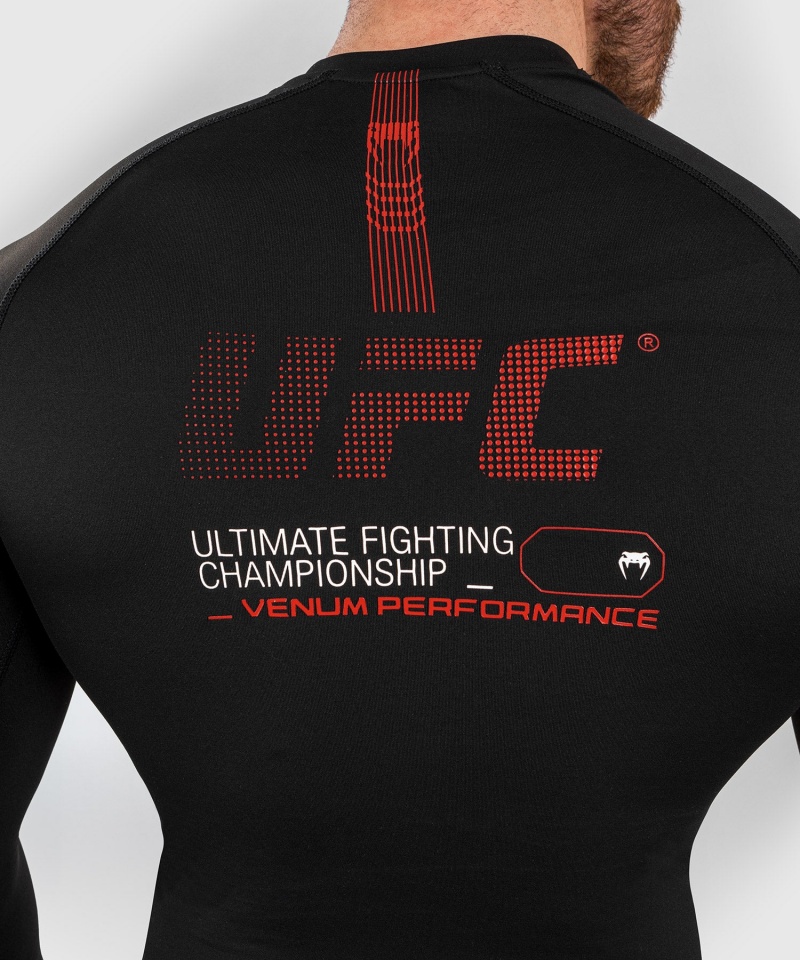 Venum UFC Adrenaline by Venum Fight Week Performance Long-sleeve Miesten MMA Rashguard Mustat | 61259-OYHG | Suomi