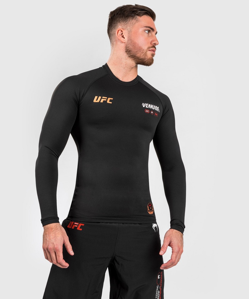 Venum UFC Adrenaline by Venum Fight Week Performance Long-sleeve Miesten MMA Rashguard Mustat | 61259-OYHG | Suomi