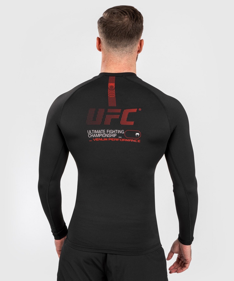 Venum UFC Adrenaline by Venum Fight Week Performance Long-sleeve Miesten MMA Rashguard Mustat | 61259-OYHG | Suomi