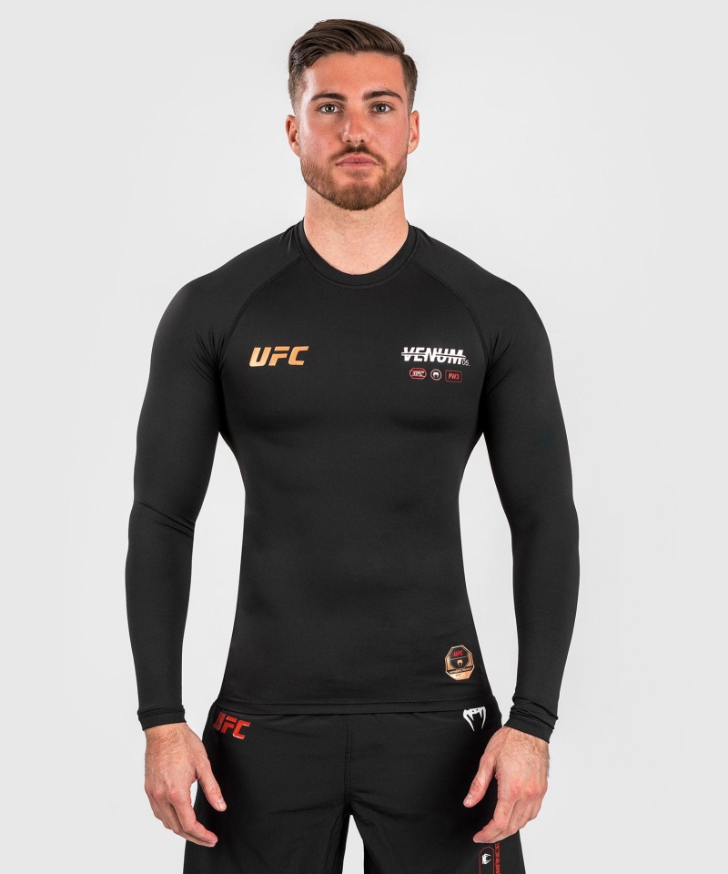 Venum UFC Adrenaline by Venum Fight Week Performance Long-sleeve Miesten MMA Rashguard Mustat | 61259-OYHG | Suomi