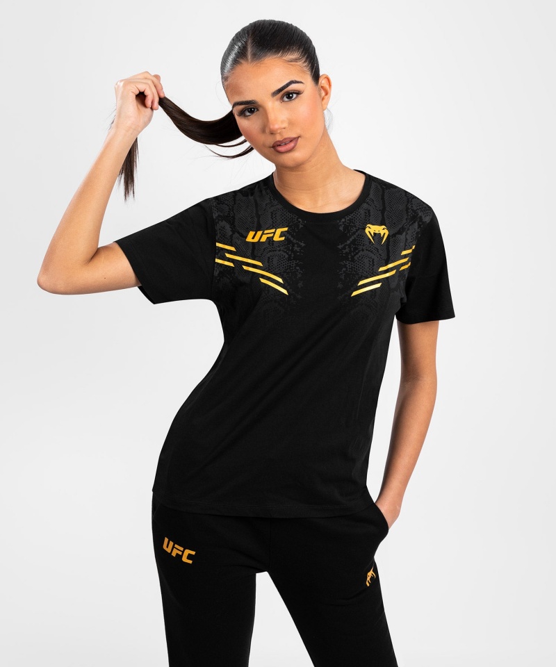 Venum UFC Adrenaline by Venum Replica Lyhyt-sleeve Naisten T-Paita Kultaiset | 98163-TFQP | Suomi