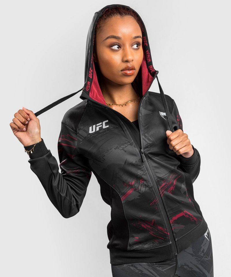 Venum UFC Authentic Fight Week 2.0 Zip Hoodie Naisten Takit Mustat Punainen | 26317-OAMN | Suomi