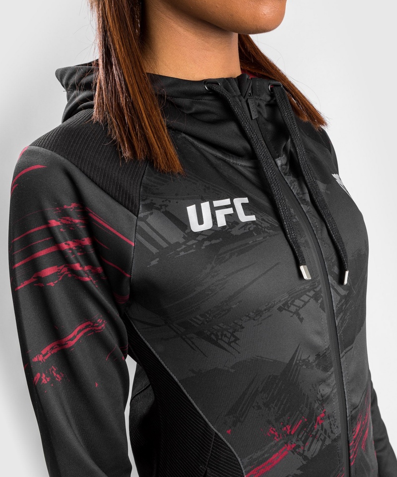 Venum UFC Authentic Fight Week 2.0 Zip Hoodie Naisten Takit Mustat Punainen | 26317-OAMN | Suomi