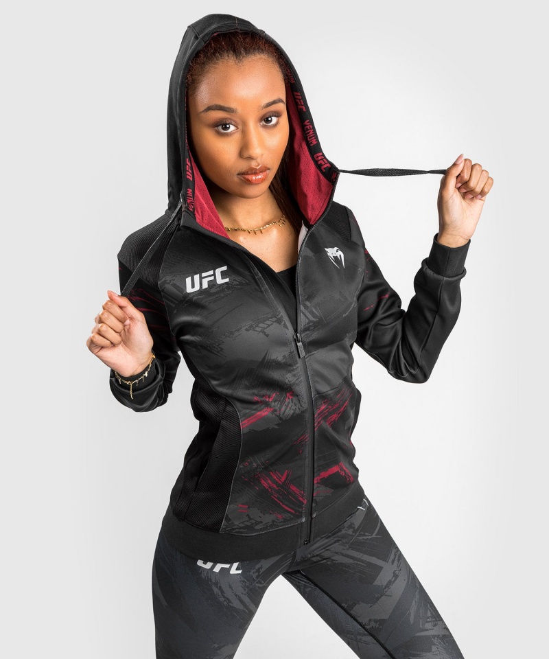 Venum UFC Authentic Fight Week 2.0 Zip Hoodie Naisten Takit Mustat Punainen | 26317-OAMN | Suomi