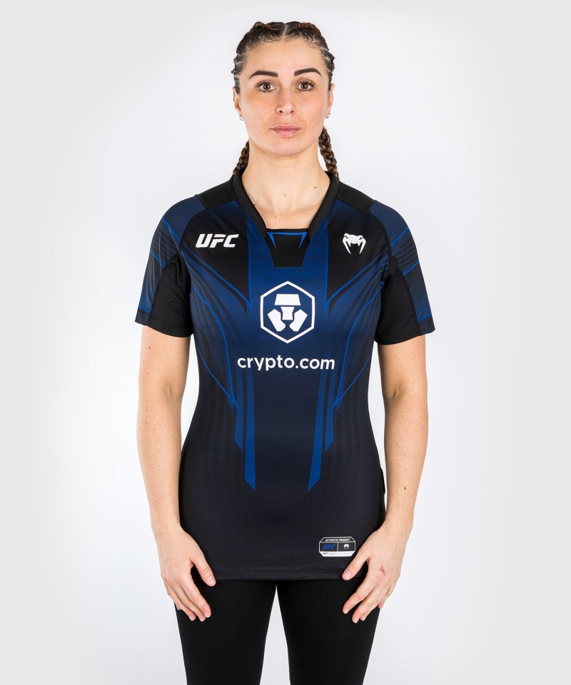 Venum UFC Personalized Authentic Fight Night 2.0 Kit by Venum Midnight Edition Walkout Naisten T-Paita Mustat Sininen | 13657-WUZL | Suomi