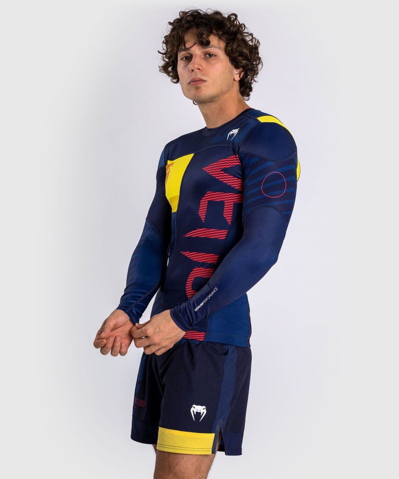 Venum Urheilu 05 Long Sleeves Miesten MMA Rashguard Sininen Keltainen | 03965-OEUH | Suomi