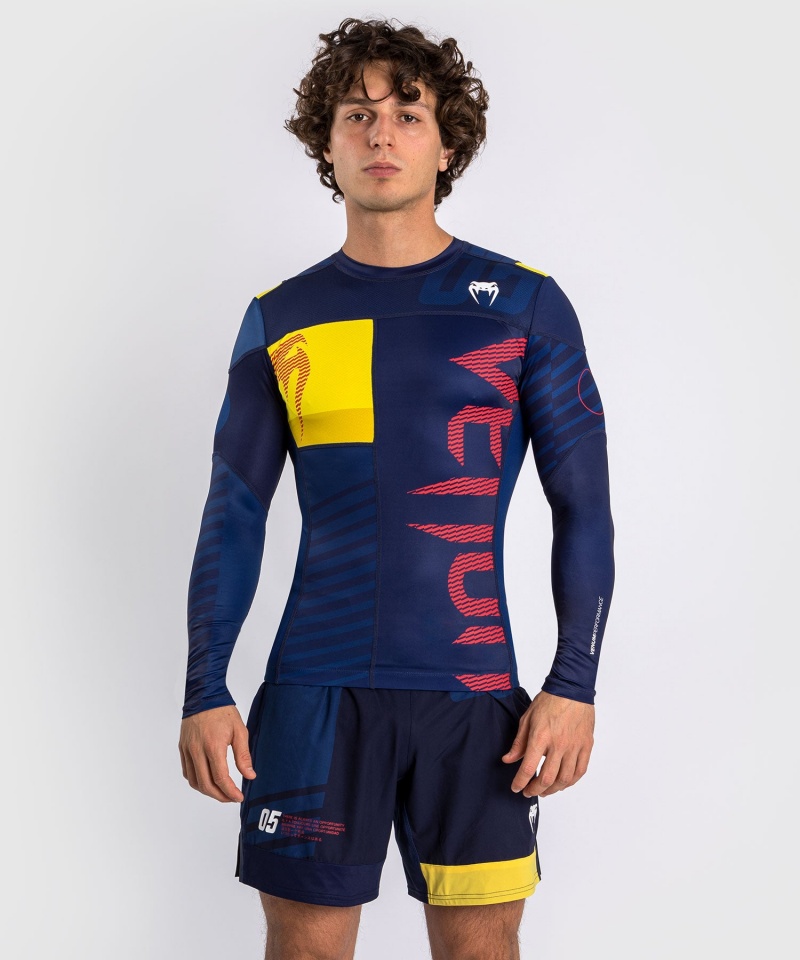 Venum Urheilu 05 Long Sleeves Miesten MMA Rashguard Sininen Keltainen | 03965-OEUH | Suomi