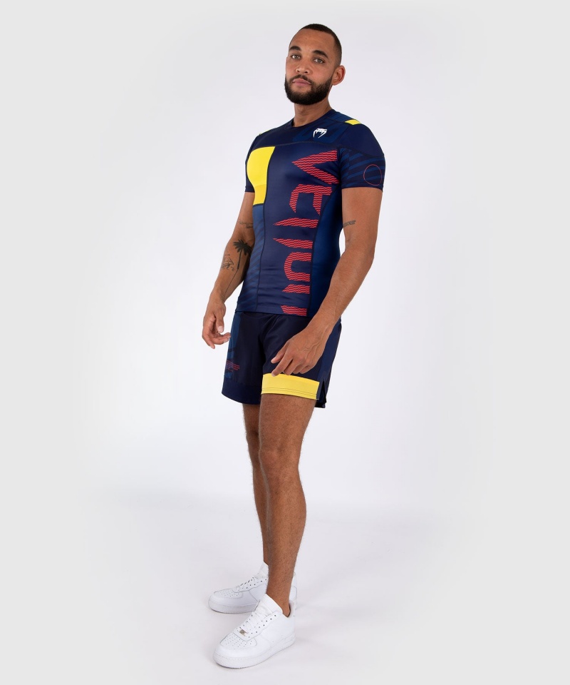 Venum Urheilu 05 Lyhyt Sleeves Miesten MMA Rashguard Sininen Keltainen | 02463-QIEM | Suomi