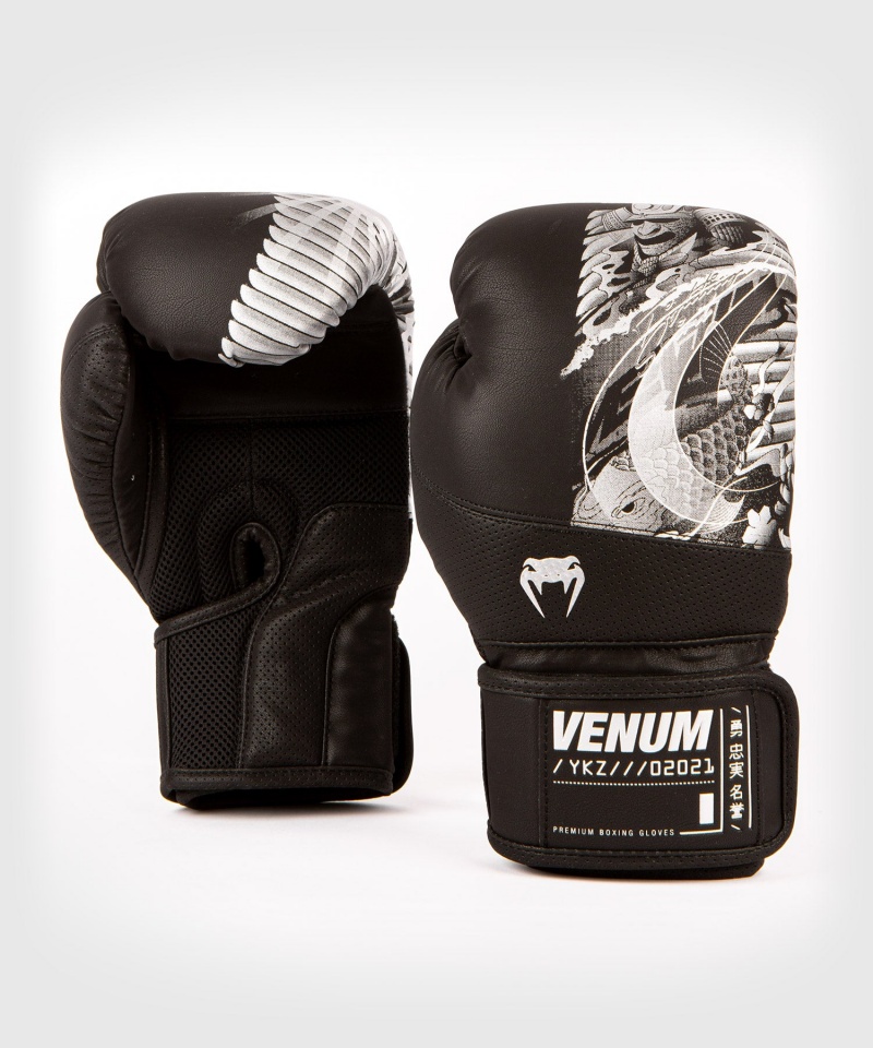 Venum YKZ21(Muay Thai) Lasten Nyrkkeilyhanskat Mustat Hopea | 75094-QOTE | Suomi